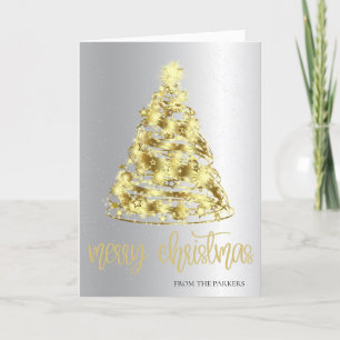 Gold Christmas Cards Elegant Sparkle Tree