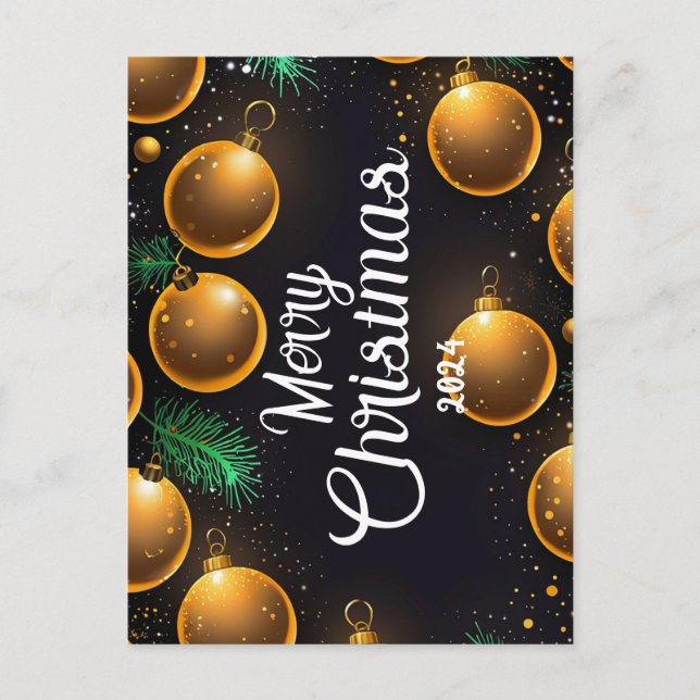 Gold Christmas - Cartes Pour Fêtes Annuelles  Holiday Postcard (Front)