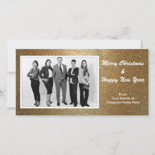 Gold Christmas Custom Photo Business Greeting Card
