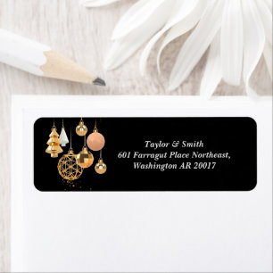 Gold Christmas Decorations Return Address Label