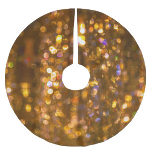Gold Christmas: Defocused Abstract Background Brushed Polyester Tree Skirt