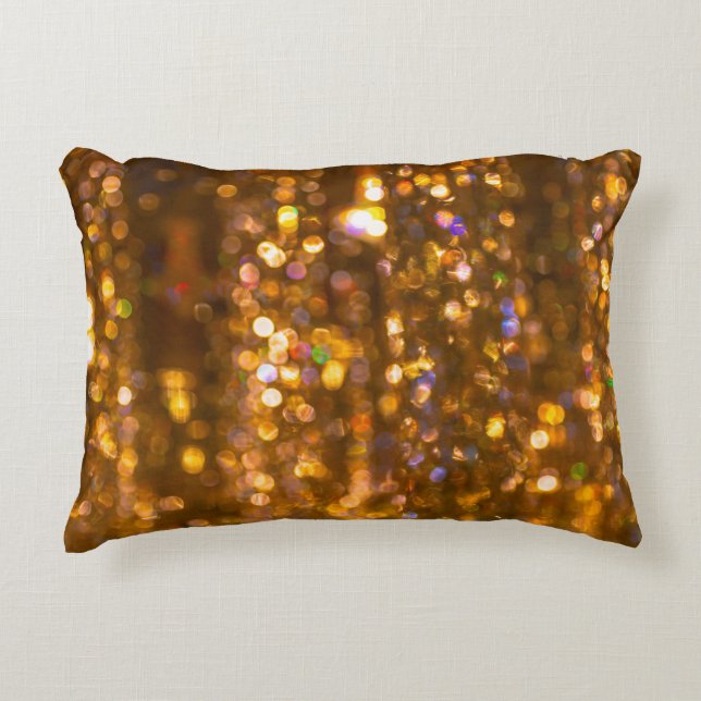 Gold Christmas: Defocused Abstract Background Decorative Cushion (Front)