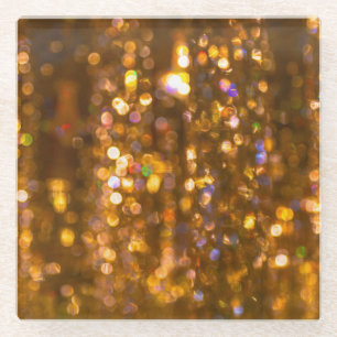 Gold Christmas: Defocused Abstract Background Glass Coaster