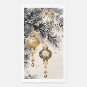 Gold Christmas Design Ink Painting Napkin