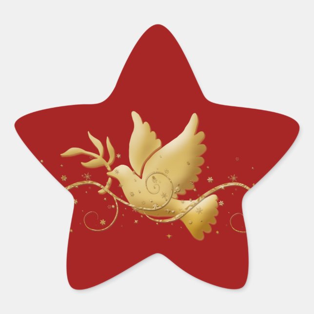 Gold Christmas dove of peace christian event stick Star Sticker (Front)