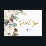 Gold Christmas Floral Thank You card<br><div class="desc">Gold Christmas Floral Thank You card</div>