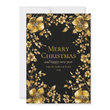 Gold Christmas Flower Greeting Card