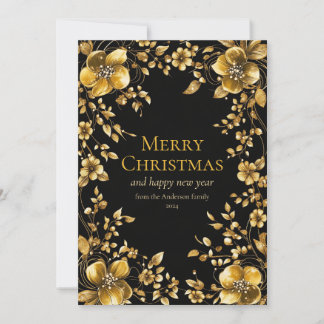 Gold Christmas Flower Greeting Card