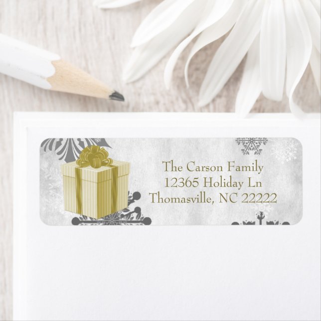 Gold Christmas Gift Address Label (Insitu)