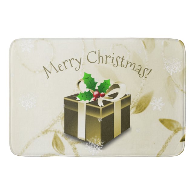 Gold Christmas Gift Bath Mat (Front)