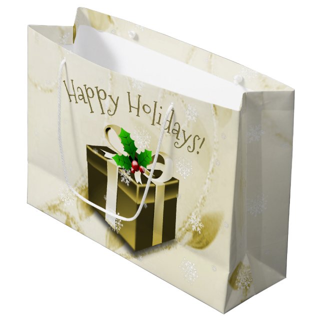 Gold Christmas Gift Box Gift Bag (Front Angled)