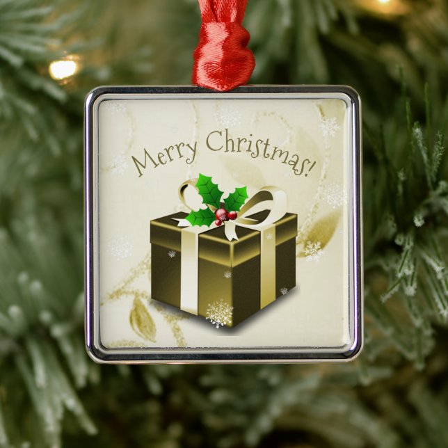 Gold Christmas Gift Ceramic Ornament (Tree)