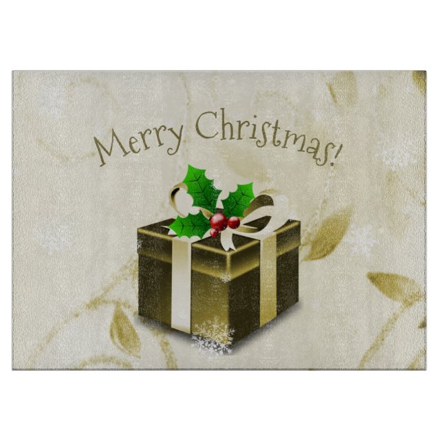Gold Christmas Gift Cutting Board (Front)