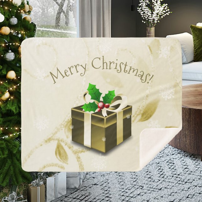 Gold Christmas Gift Sherpa Blanket (Gold Christmas Gift Sherpa Blanket)