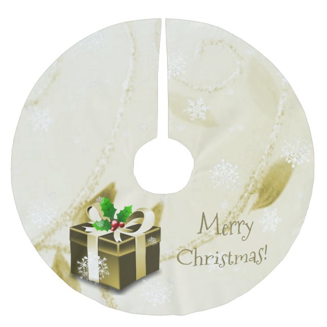Gold Christmas Gift Tree Skirt (Front)