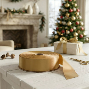 Gold Christmas Gift Wrapping Ribbon Satin Ribbon