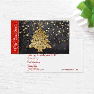 Gold Christmas Holiday Gift Card Certificate