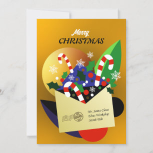 Gold Christmas Letter to Santa Holiday Card