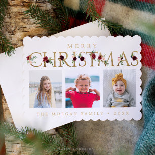 Gold Christmas Lettering Photo Cards