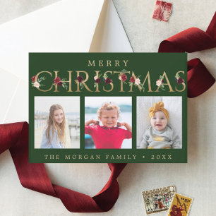 Gold Christmas Lettering Photo Cards
