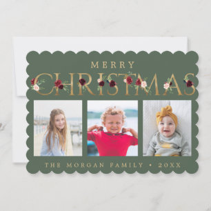 Gold Christmas Lettering Photo Cards