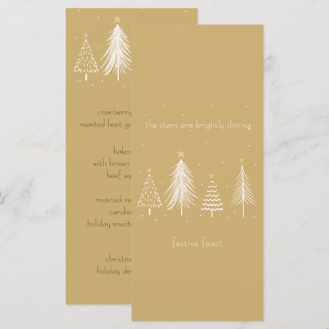 Gold Christmas Menu Elegant Holiday (Front/Back)
