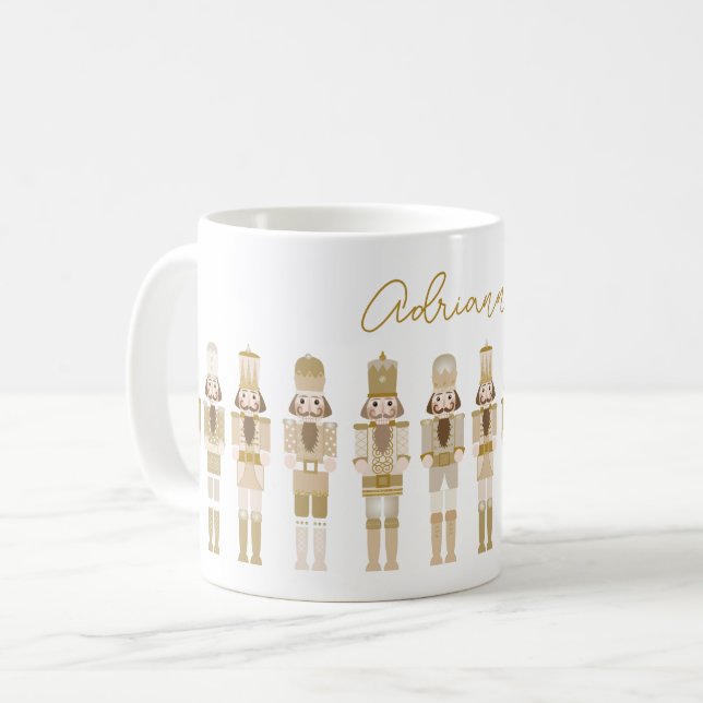 GOLD CHRISTMAS NUTCRACKERS COFFEE MUG (Front Left)