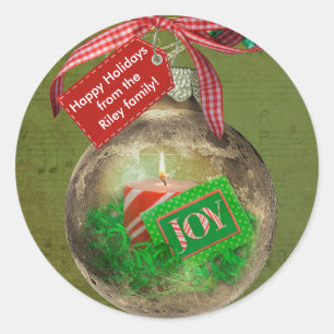 Gold Christmas Ornament Classic Round Sticker