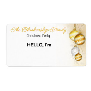Gold Christmas Ornament Paper Label Name Tag