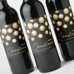 Gold Christmas Ornaments Black Wine Label<br><div class="desc">Elegant gold and white Christmas tree ornaments on a black background,  personalise these wine bottle labels to give as gifts or to serve at your holiday dinner party,  corporate Christmas party,  holiday wedding engagement party and more. MATCHING items in our collection.</div>