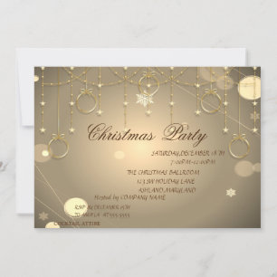 Gold Christmas Ornaments  Christmas Company Party Invitation
