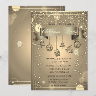 Gold,Christmas Ornaments Company Christmas Party  Invitation