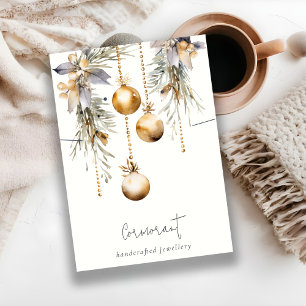 Gold Christmas Ornaments Earring Necklace Holder Business Card