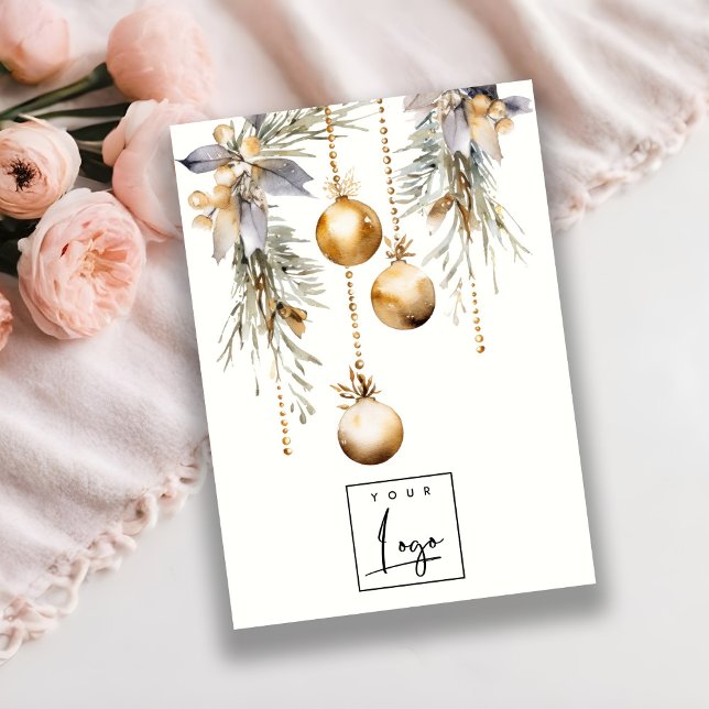 Gold Christmas Ornaments Logo Blank Jewellery Hold Business Card (Creator Uploaded)