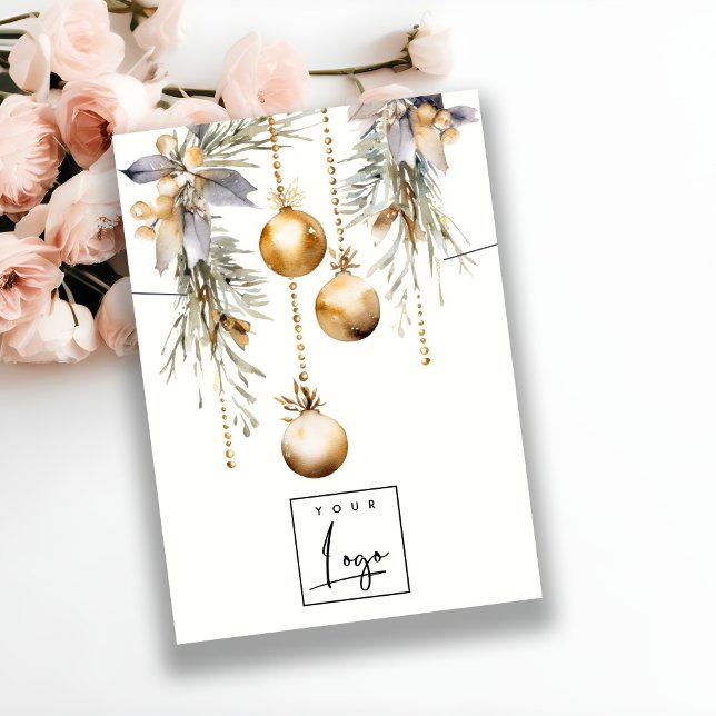 Gold Christmas Ornaments Logo Necklace Holder Business Card (Creator Uploaded)