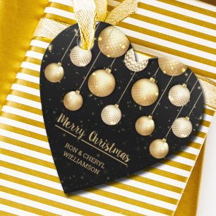Gold Christmas Ornaments on Black Favour Tags