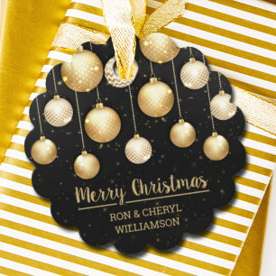 Gold Christmas Ornaments on Black Favour Tags
