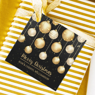 Gold Christmas Ornaments on Black Favour Tags