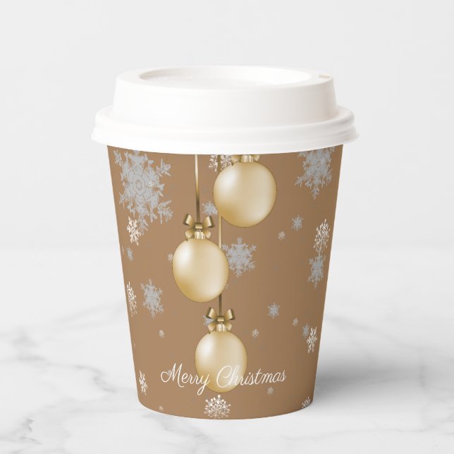 Gold Christmas Ornaments Paper Cup (Front)