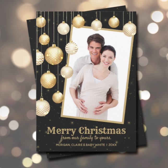 Gold Christmas Ornaments Photo Holiday Card (Creator Uploaded)