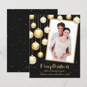 Gold Christmas Ornaments Photo Holiday Cards