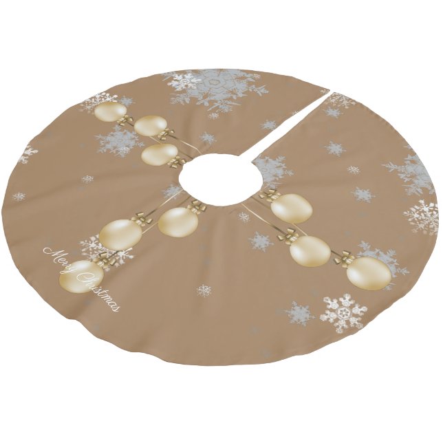 Gold Christmas Ornaments Tree Skirt (Angled)