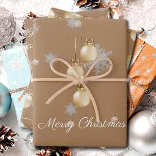 Gold Christmas Ornaments Wrapping Paper Sheets