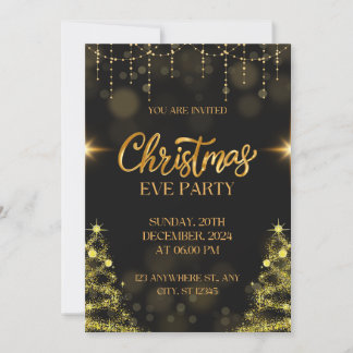 Gold Christmas Party Invitation | Luxury Holiday 