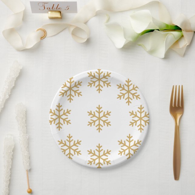 Gold Christmas Party Paper Plate (Wedding)
