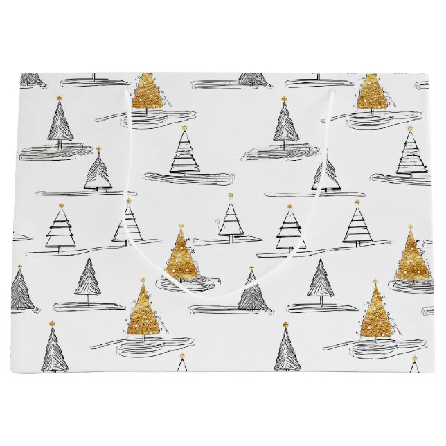 Gold Christmas Pattern#5 ID1009 Large Gift Bag (Front)