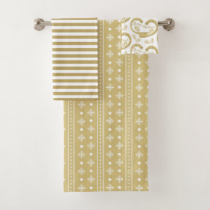 Gold Christmas Patterns Bath Towel Set