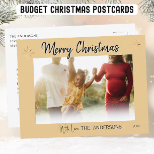 Gold Christmas Photo Custom Postcard  