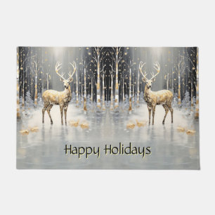 Gold Christmas Reindeer Holiday Doormat