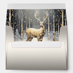 Gold Christmas Reindeer Holiday Envelope